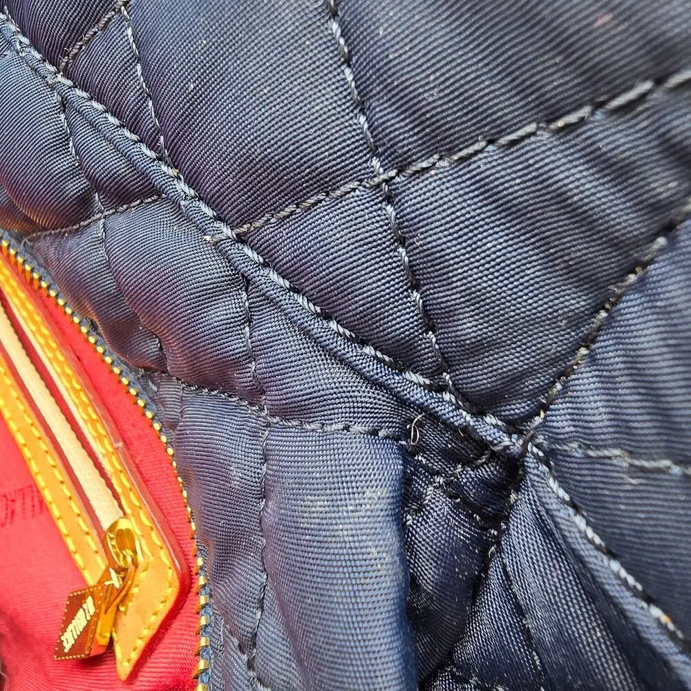 MZ Wallace New‎ York navy blue quilted leather trim purse gold chain handbag